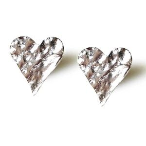 NEW - Handcrafted in NYC: .925 Sterling Silver Reticulated Heart Stud Earrings
